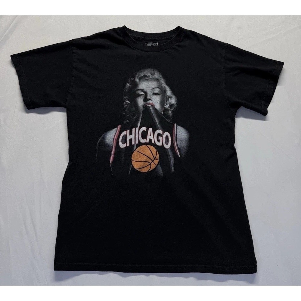 Retro Rewind Marilyn‎ Monroe Chicago Basketball Black  T-shirt Mens SM graphic